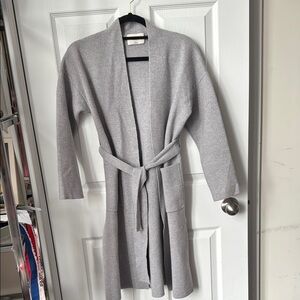 Wilfred Light Gray Knit Cardigan 100% merino wool.